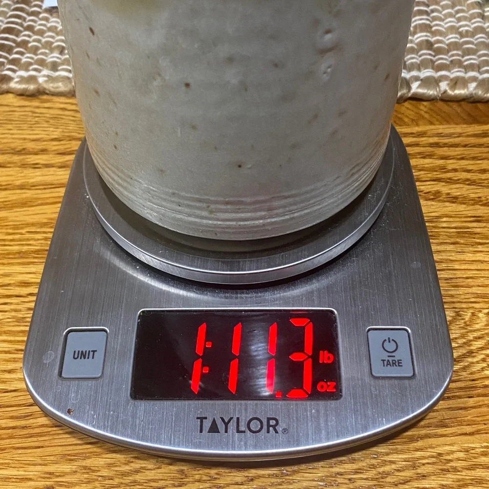 Hand Made 1987 Stoneware Pottery Container GRITS Сrock W/ Lid Signed Bob Huskins